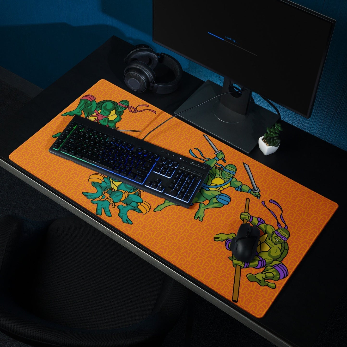 Kylian Mbappe Ninja Turtles funny football/ soccer meme Gaming mouse pad orange 36″×18″ Mouse Pads Football Kylian Mbappe Ninja Turtles PSG Real Madrid Next Cult Brand