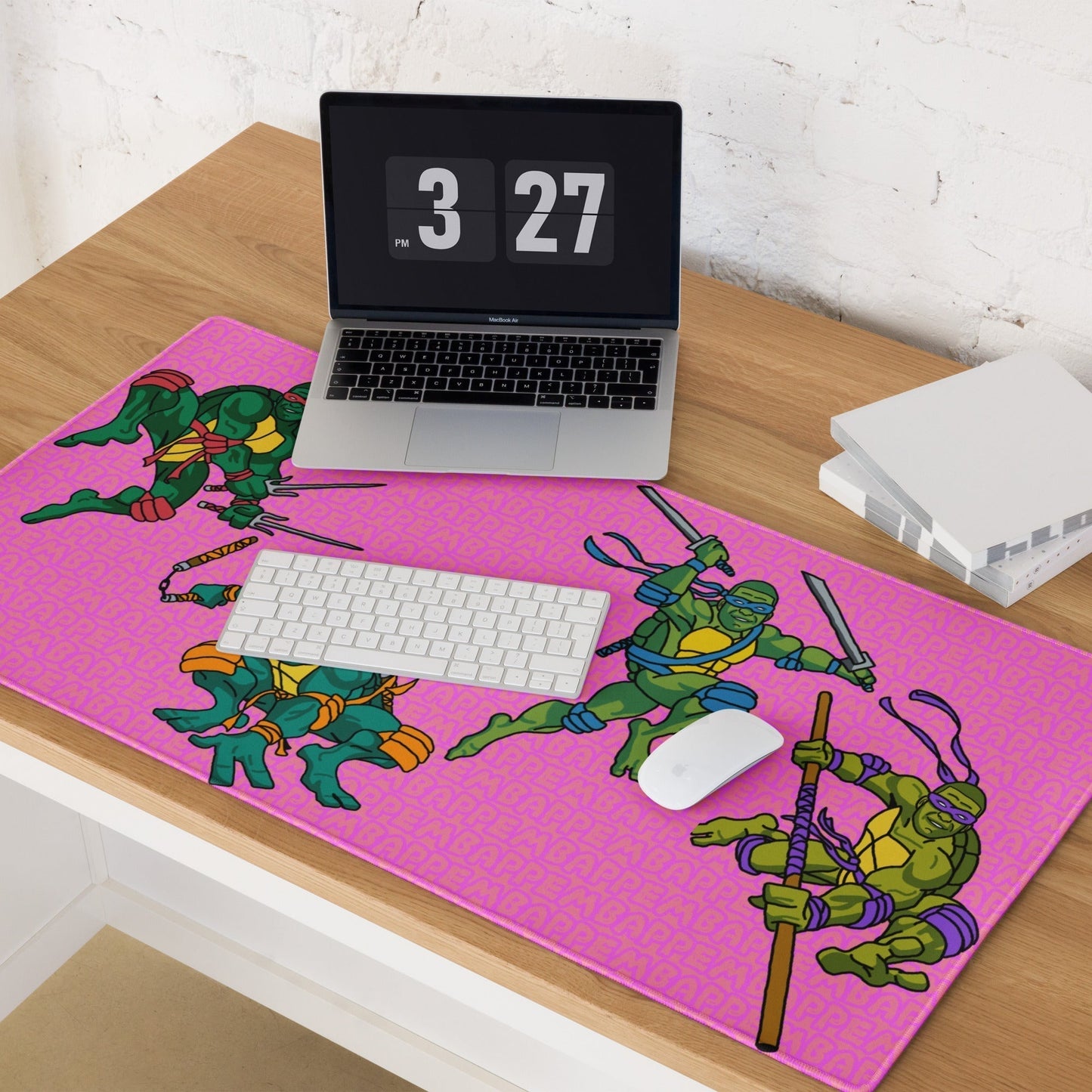 Kylian Mbappe Ninja Turtles funny football/ soccer meme Gaming mouse pad pink 36″×18″ Mouse Pads Football Kylian Mbappe Ninja Turtles PSG Real Madrid Next Cult Brand