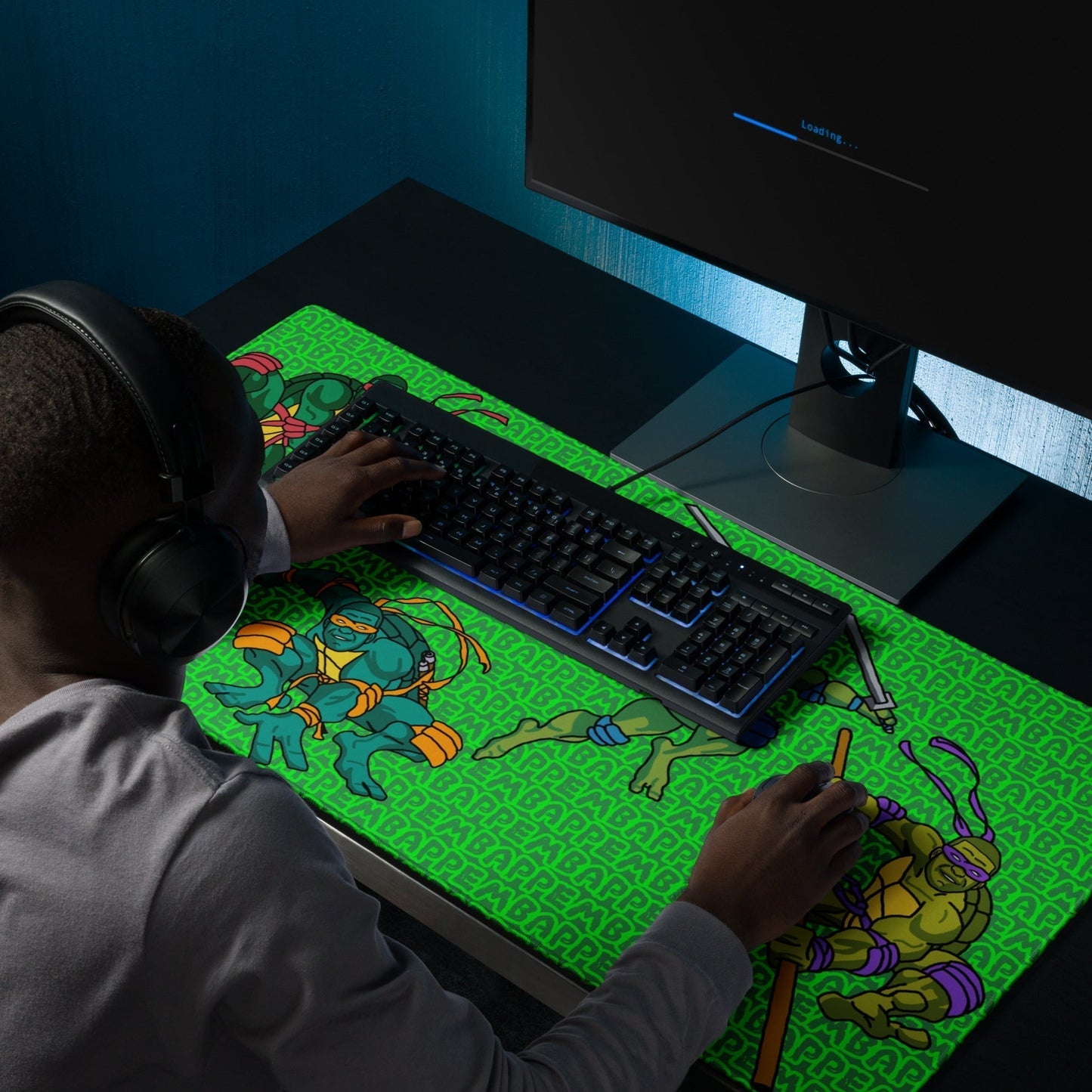 Kylian Mbappe Ninja Turtles funny football/ soccer meme Gaming mouse pad green 36″×18″ Mouse Pads Football Kylian Mbappe Ninja Turtles PSG Real Madrid Next Cult Brand