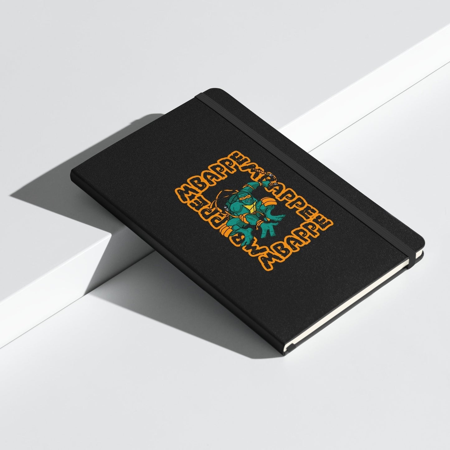 Kylian Mbappe Orange Ninja Turtle Michelangelo Hardcover bound notebook Black Notebooks Football Kylian Mbappe Ninja Turtles PSG Real Madrid Next Cult Brand