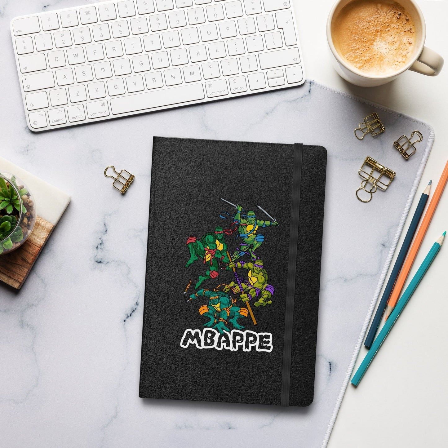 Kylian Mbappe Ninja Turtles funny football/ soccer meme Hardcover bound notebook Black Notebooks Football Kylian Mbappe Ninja Turtles PSG Real Madrid Next Cult Brand