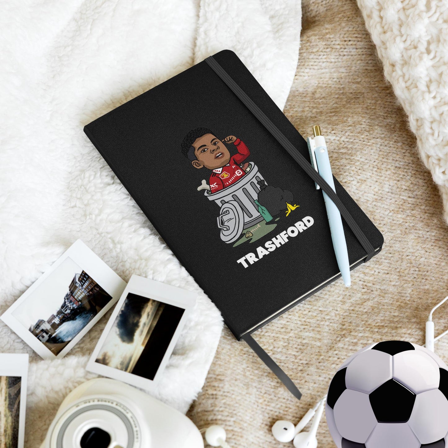 Trashford Marcus Rashford Manchester United Gift Man United Gift Marcus Rashford Hardcover bound notebook Black Notebooks Football Manchester United Marcus Rashford Next Cult Brand