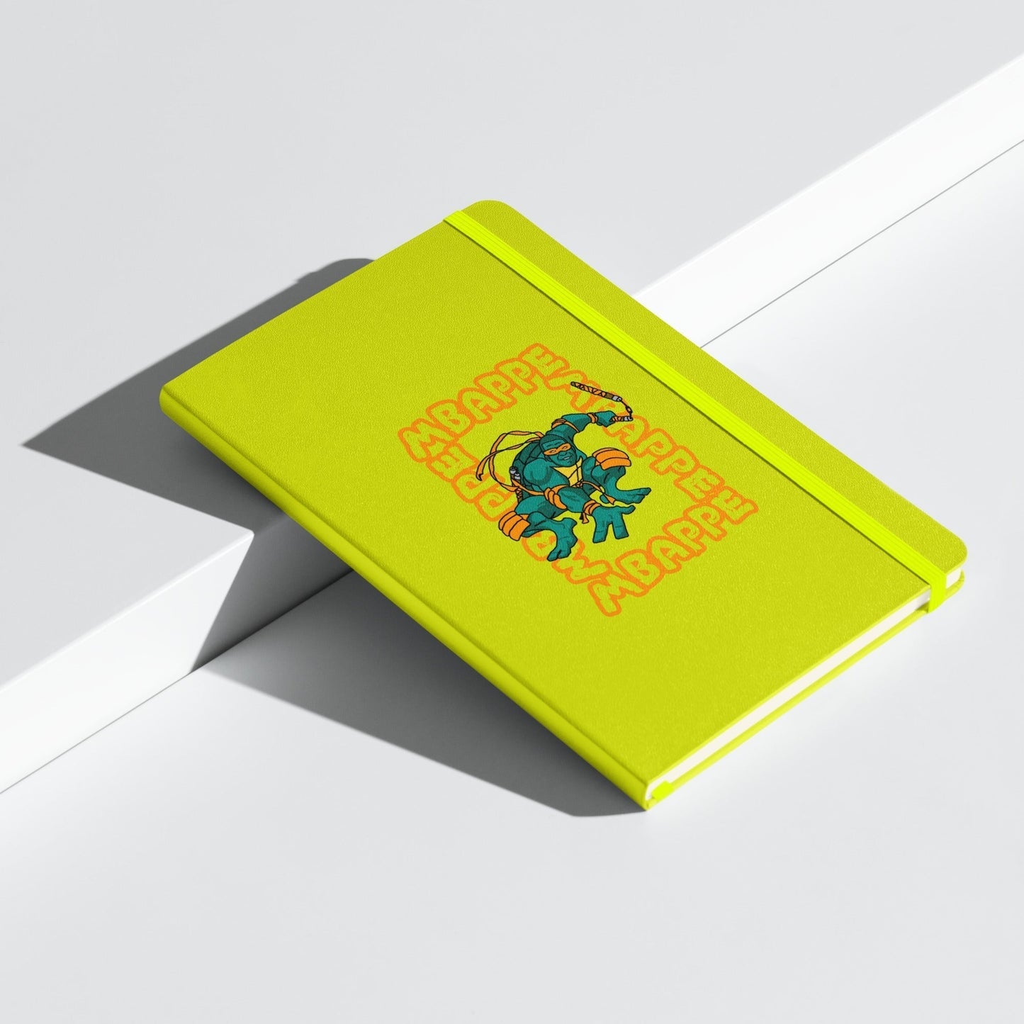 Kylian Mbappe Orange Ninja Turtle Michelangelo Hardcover bound notebook Lime Notebooks Football Kylian Mbappe Ninja Turtles PSG Real Madrid Next Cult Brand