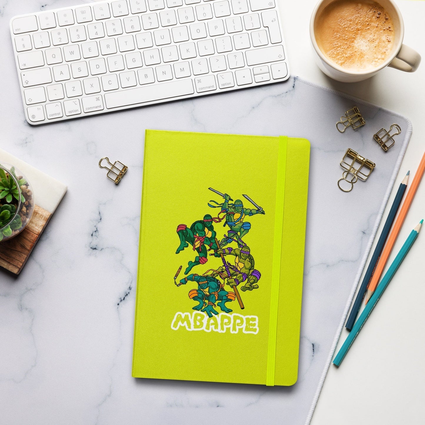 Kylian Mbappe Ninja Turtles funny football/ soccer meme Hardcover bound notebook Lime Notebooks Football Kylian Mbappe Ninja Turtles PSG Real Madrid Next Cult Brand