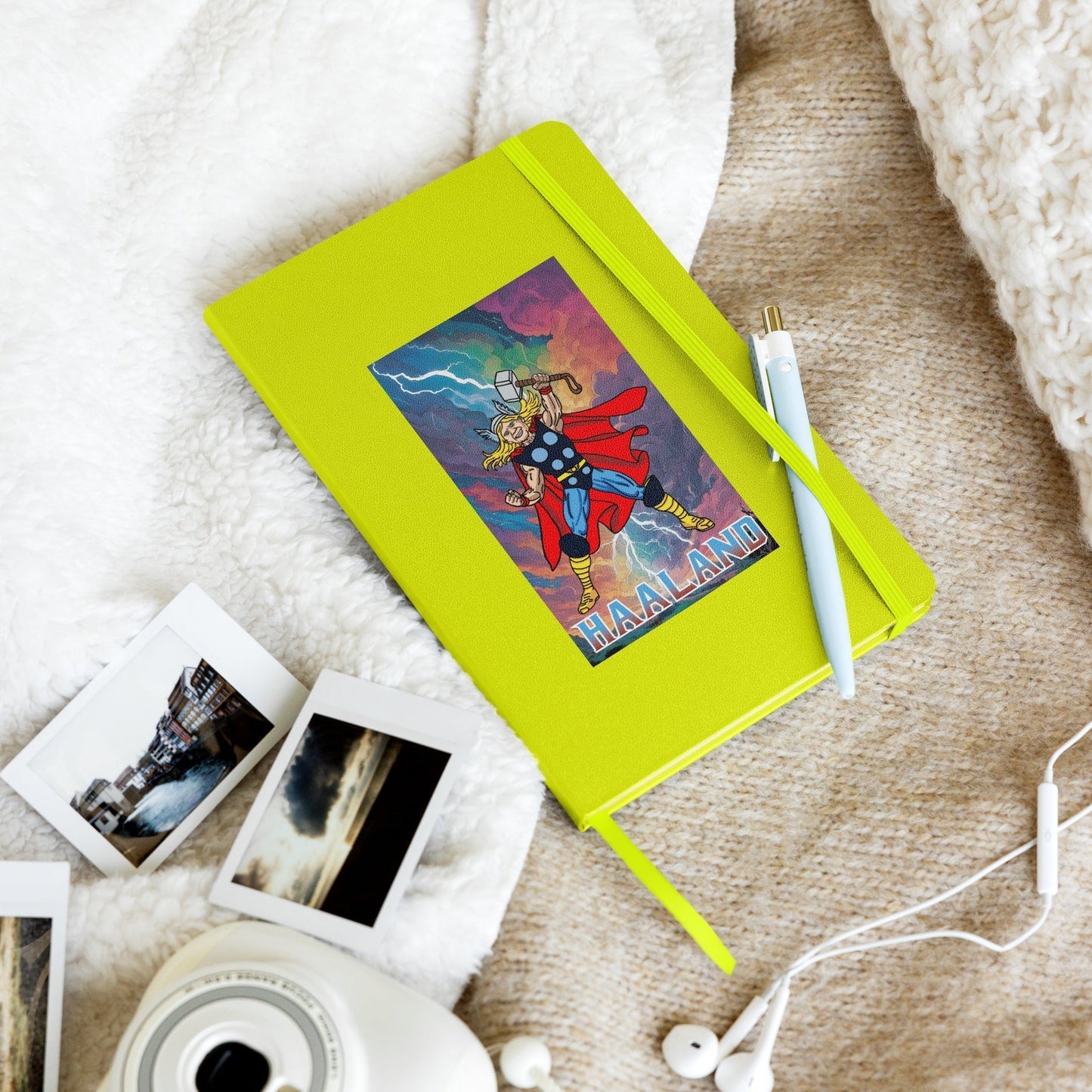 Erling Haaland Thor Avenger Manchester City Funny Football/ Soccer Meme Hardcover bound notebook Lime Notebooks Erling Haaland Football Manchester City Thor Next Cult Brand