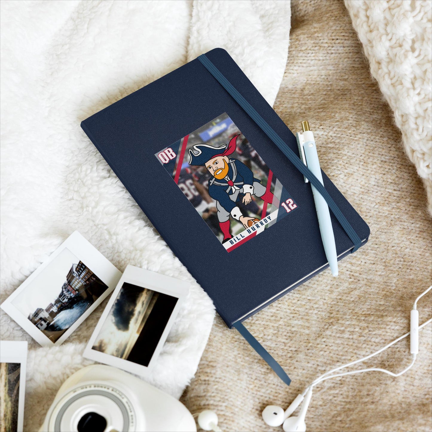Bill Burrdy New England Patriots NFL Tom Brady Bill Burr Hardcover notebook Navy American Football Bill Burr Monday Morning Podcast New England Patriots NFL Podcasts Stand-up Comedy Next Cult Brand