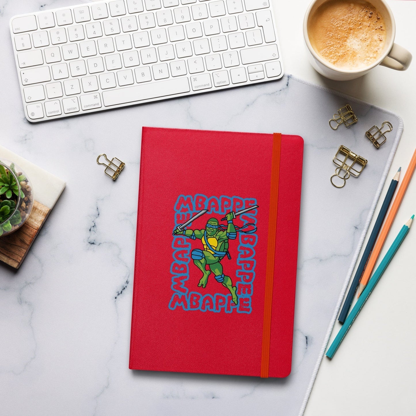 Kylian Mbappe Blue Ninja Turtle Leonardo Hardcover bound notebook Red Notebooks Football Kylian Mbappe Ninja Turtles PSG Real Madrid Next Cult Brand