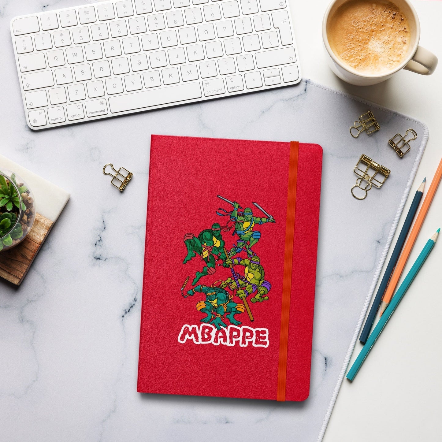 Kylian Mbappe Ninja Turtles funny football/ soccer meme Hardcover bound notebook Red Notebooks Football Kylian Mbappe Ninja Turtles PSG Real Madrid Next Cult Brand