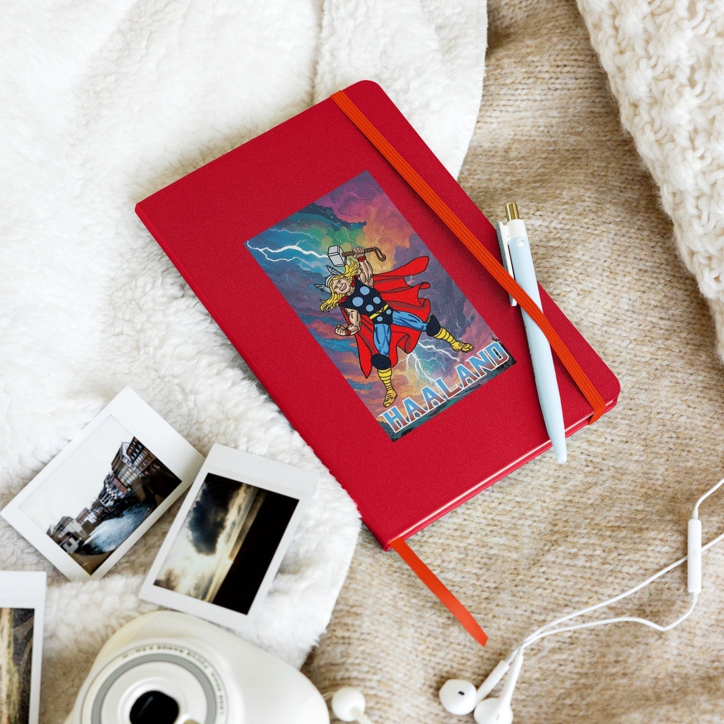 Erling Haaland Thor Avenger Manchester City Funny Football/ Soccer Meme Hardcover bound notebook Red Notebooks Erling Haaland Football Manchester City Thor Next Cult Brand