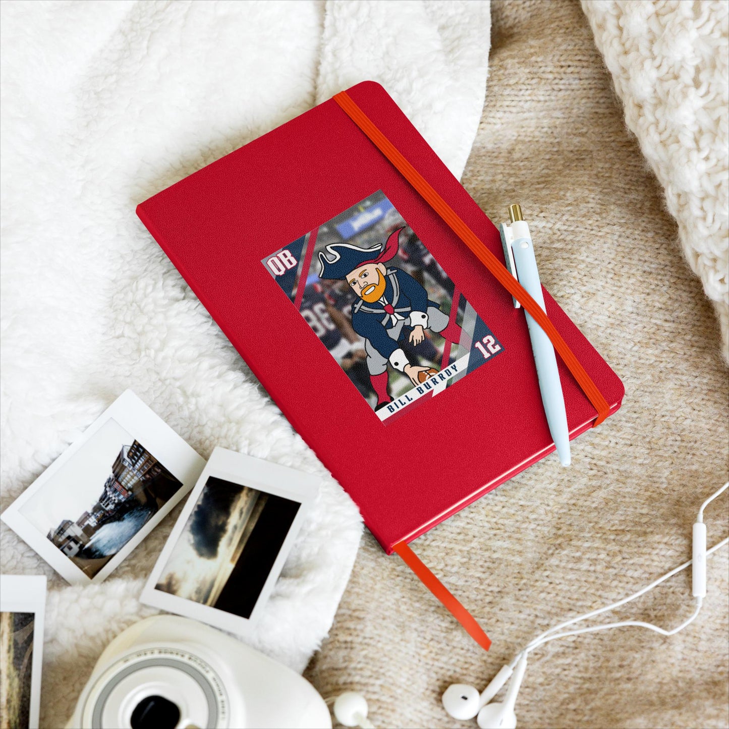Bill Burrdy New England Patriots NFL Tom Brady Bill Burr Hardcover notebook Red American Football Bill Burr Monday Morning Podcast New England Patriots NFL Podcasts Stand-up Comedy Next Cult Brand