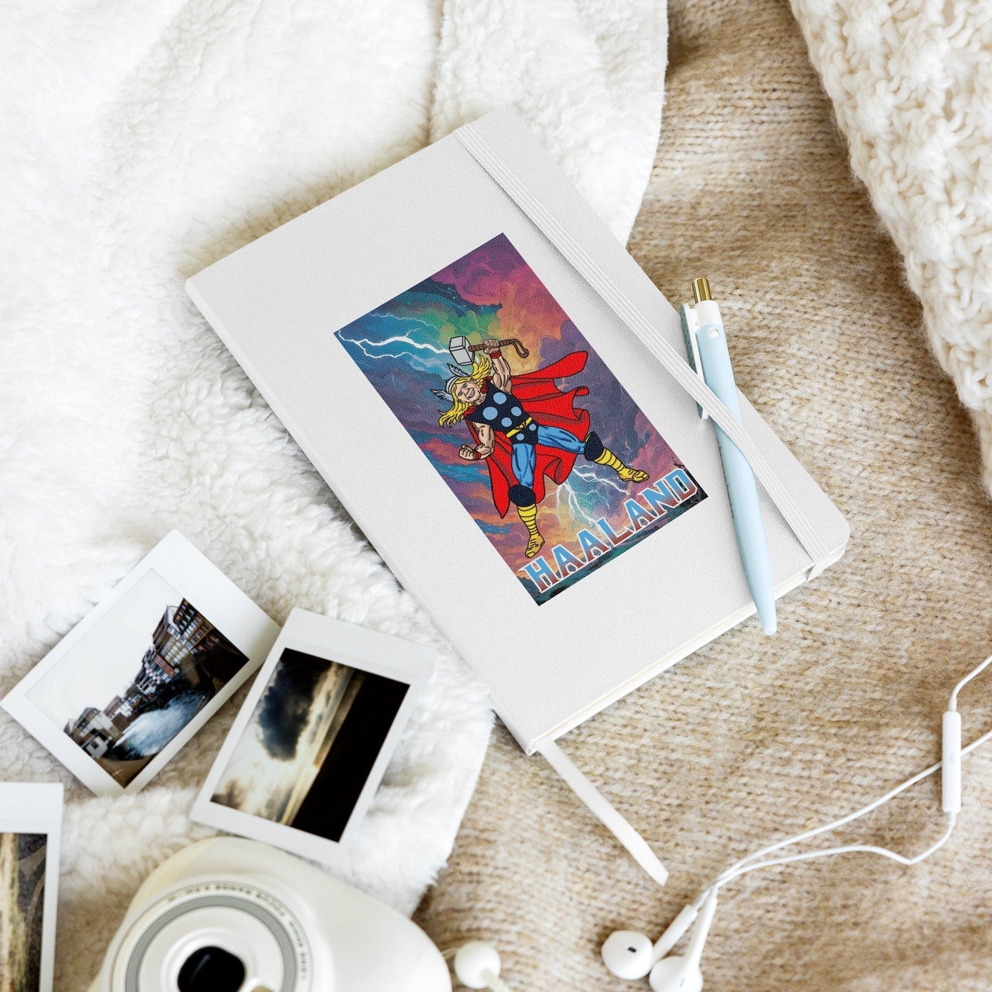 Erling Haaland Thor Avenger Manchester City Funny Football/ Soccer Meme Hardcover bound notebook White Notebooks Erling Haaland Football Manchester City Thor Next Cult Brand