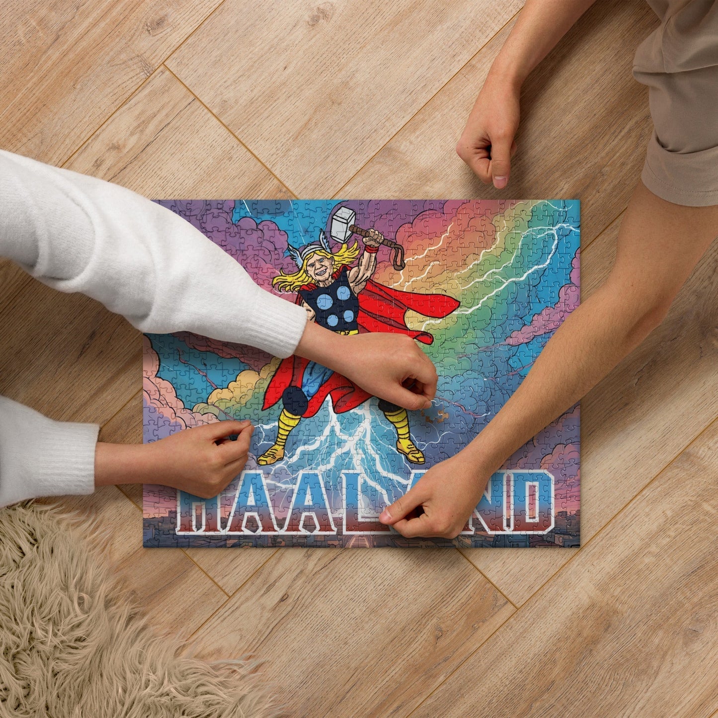 Erling Haaland Thor Avenger Manchester City Funny Football/ Soccer Meme Jigsaw puzzle 520 pieces Puzzles Erling Haaland Football Manchester City Thor Next Cult Brand
