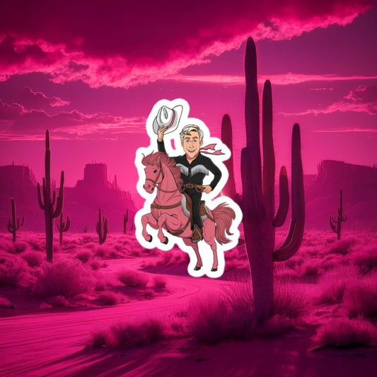 Ryan Gosling Ken Cowboy Horse Barbie Movie Bubble-free stickers 3″×3″ Stickers Barbie Celebrities Ken Movies Ryan Gosling Next Cult Brand