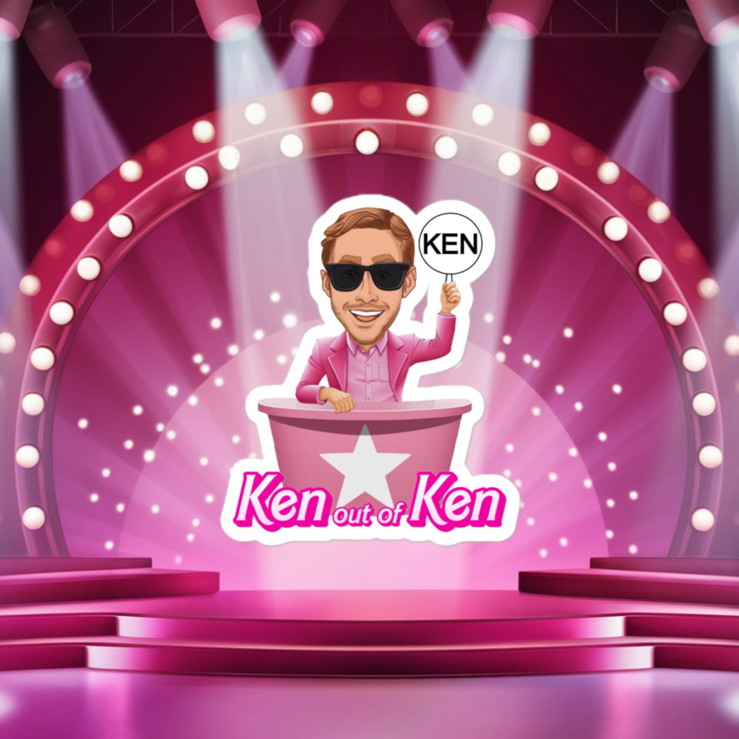 Ken out of Ken Ryan Gosling Barbie Movie Bubble-free stickers 3″×3″ Stickers Barbie Celebrities Ken Movies Ryan Gosling Next Cult Brand