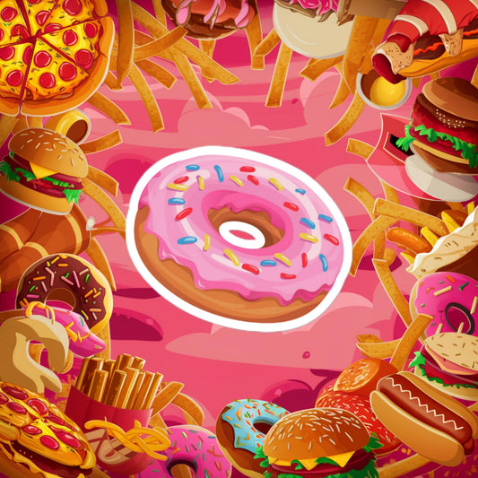Pink Donut with sprinkles Bubble-free stickers 3″×3″ Stickers Donuts Fast Food Next Cult Brand