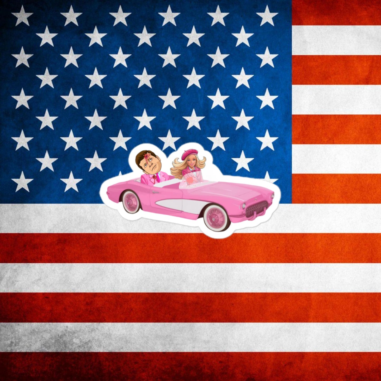 Kennedy JFK Conspiracy Ken Barbie Movie Bubble-free stickers 3″×3″ Stickers Barbie Conspiracy Theories Democrats JFK Ken Politics Next Cult Brand
