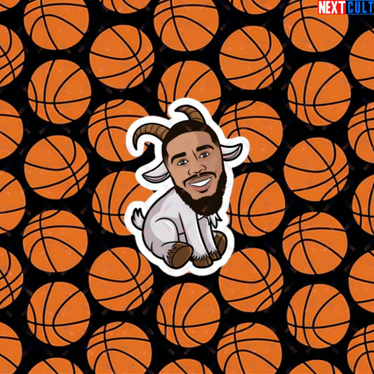 Jayson Tatum G.O.A.T. Sticker - Funny Basketball Meme Decal - Greatest of All Time Print for Celtics Fans - Perfect Gift for Jayson Tatum Fans Bubble-free stickers 3″×3″ Stickers Basketball Boston Celtics G.O.A.T. Jayson Tatum NBA Next Cult Brand