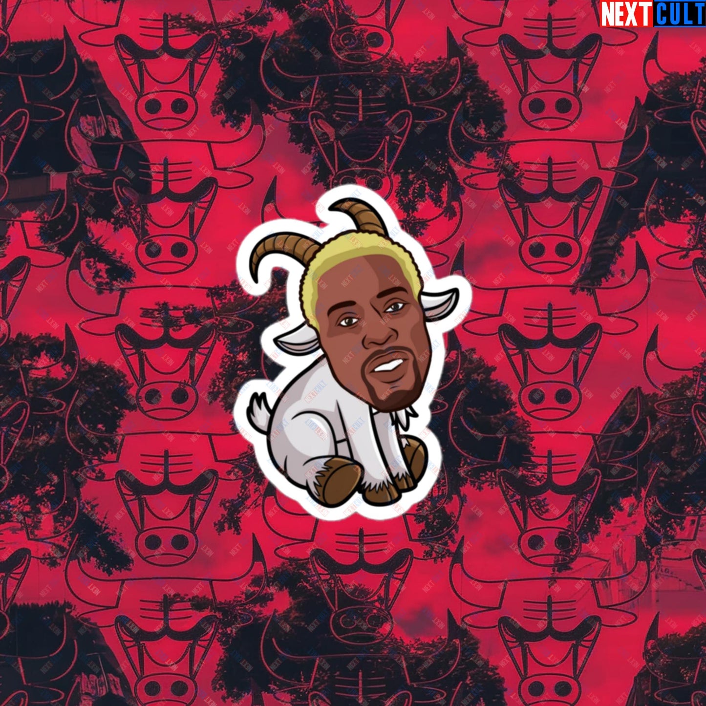 Dennis Rodman G.O.A.T. Sticker - Chicago Bulls Basketball Meme Decal - Greatest of All Time Funny Print for Basketball Fans - Perfect Gift for Rodman Fans Bubble-free stickers 3″×3″ Stickers Basketball Chicago Bulls Dennis Rodman Detroit Pistons G.O.A.T. NBA Next Cult Brand