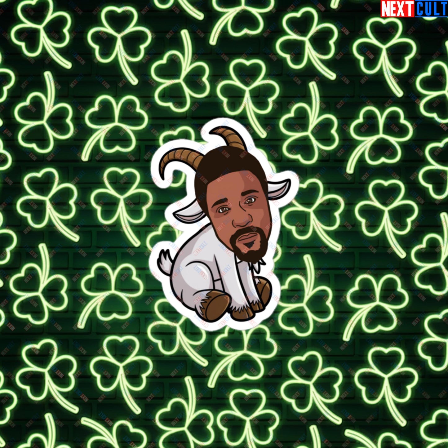 Bill Russell G.O.A.T. Sticker - Boston Celtics Basketball Meme Decal - Greatest of All Time Funny Cartoon Print for Basketball Fans - Perfect Gift for Celtics Supporters Bubble-free stickers 3″×3″ Stickers Basketball Bill Russell Boston Celtics G.O.A.T. NBA Next Cult Brand