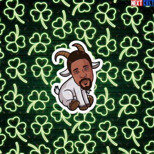 Bill Russell G.O.A.T. Sticker - Boston Celtics Basketball Meme Decal - Greatest of All Time Funny Cartoon Print for Basketball Fans - Perfect Gift for Celtics Supporters Bubble-free stickers 3″×3″ Stickers Basketball Bill Russell Boston Celtics G.O.A.T. NBA Next Cult Brand