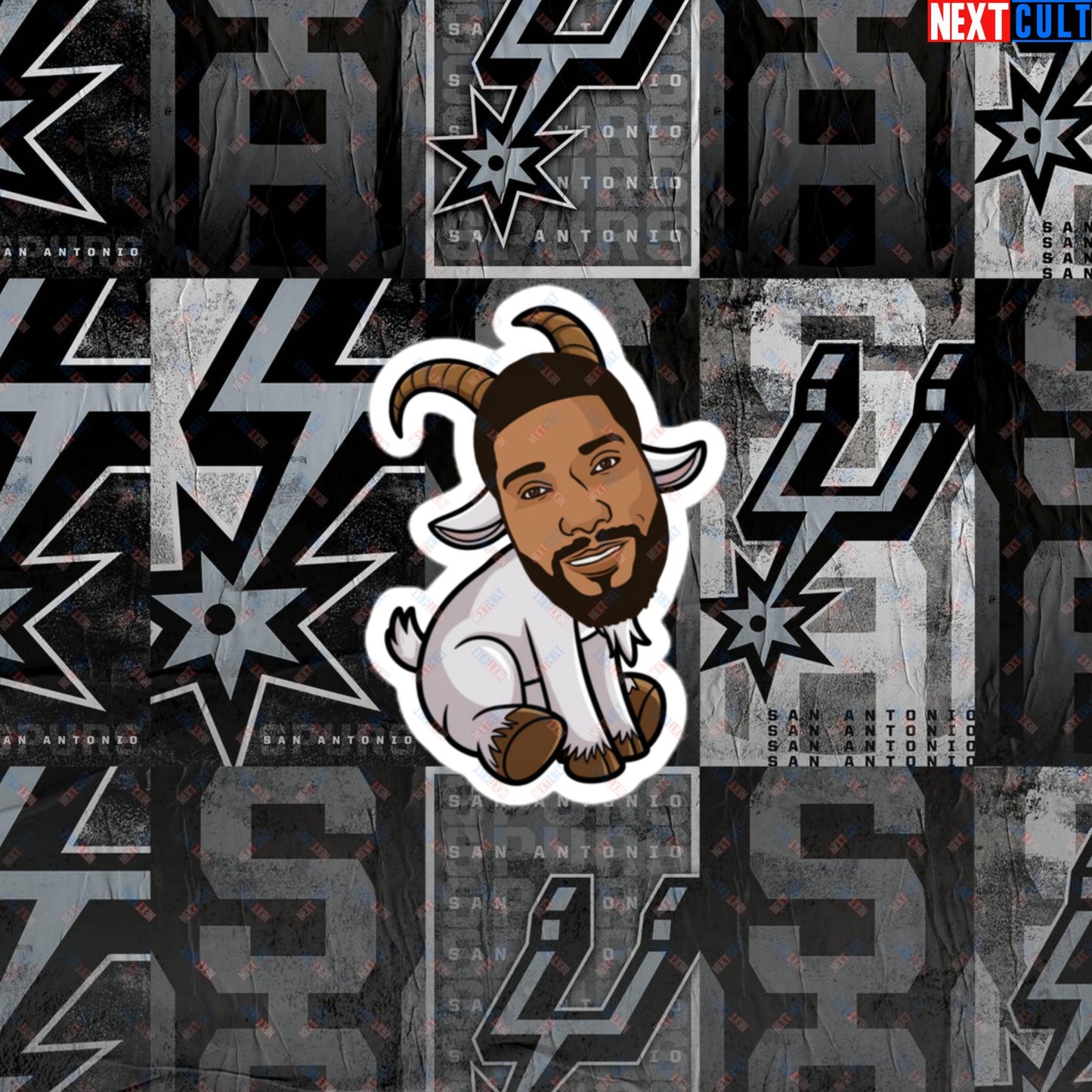 Tim Duncan G.O.A.T. Sticker - San Antonio Spurs Basketball Meme Decal - Greatest of All Time Funny Cartoon Print for Spurs Fans - Perfect Gift for Basketball Lovers Bubble-free stickers 3″×3″ Stickers Basketball G.O.A.T. NBA San Antonio Spurs Tim Duncan Next Cult Brand