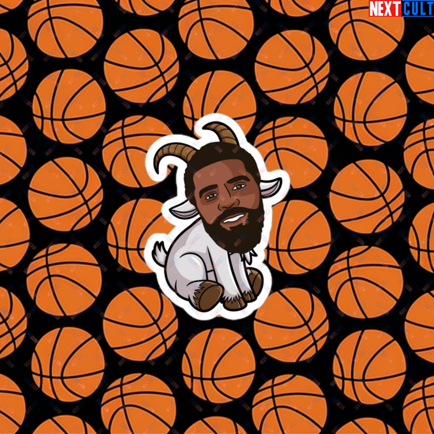 Kyrie Irving G.O.A.T. Sticker - Uncle Drew Basketball Meme Decal - Dallas Mavericks & Cleveland Cavaliers Fan Gift - Funny Cartoon Print for Basketball Lovers Bubble-free stickers 3″×3″ Stickers Basketball Cleveland Cavaliers Dallas Mavericks G.O.A.T. Kyrie Irving NBA Next Cult Brand