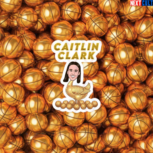 Caitlin Clark Golden Goose Sticker - Women's Basketball Meme Decal - Indiana Fever & WNBA Fan Gift - Funny Cartoon Print for Basketball Lovers Bubble-free stickers 3″×3″ Stickers Basketball Caitlin Clark Indiana Fever WNBA Next Cult Brand
