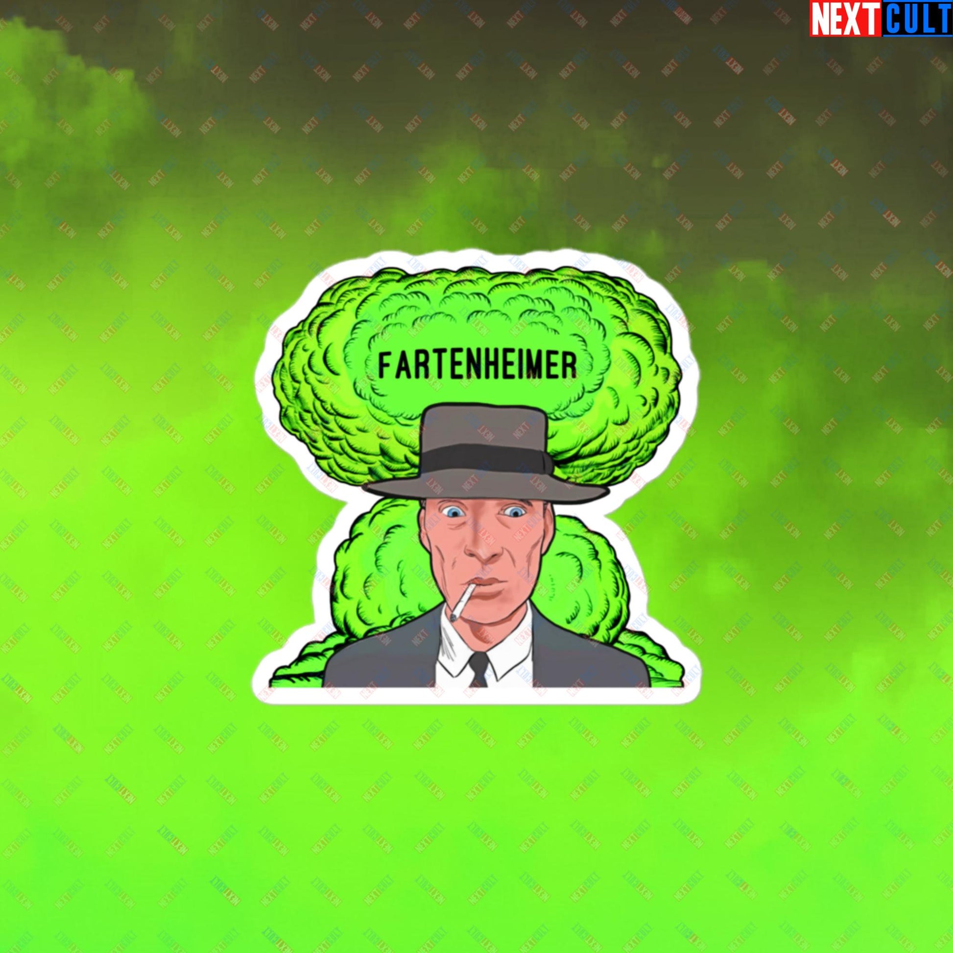 Fartenheimer Sticker - Funny Fart Meme Decal Inspired by Oppenheimer & Nuclear Explosions - Toilet Humor Print Featuring Cillian Murphy Parody - Perfect Gift for Meme Lovers Bubble-free stickers 3″×3″ Stickers Cillian Murphy Movies Oppenheimer Next Cult Brand