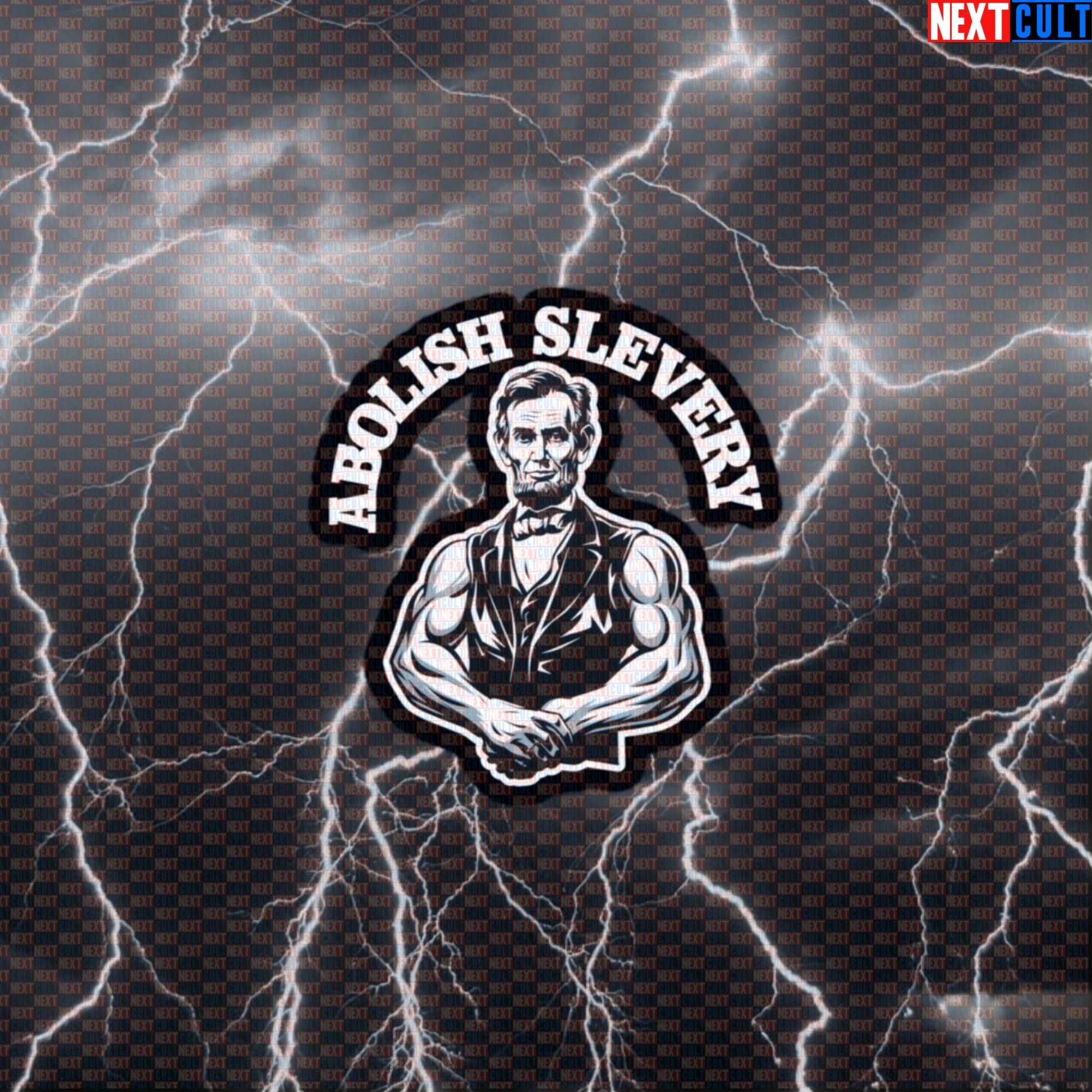 Funny Abolish Sleevery Gym Sticker | Abraham Lincoln Huge Arms Meme Decal for Water Bottles Default Title Stickers 4th of July Abraham Lincoln Bodybuilding Fitness Gym Workout Next Cult Brand
