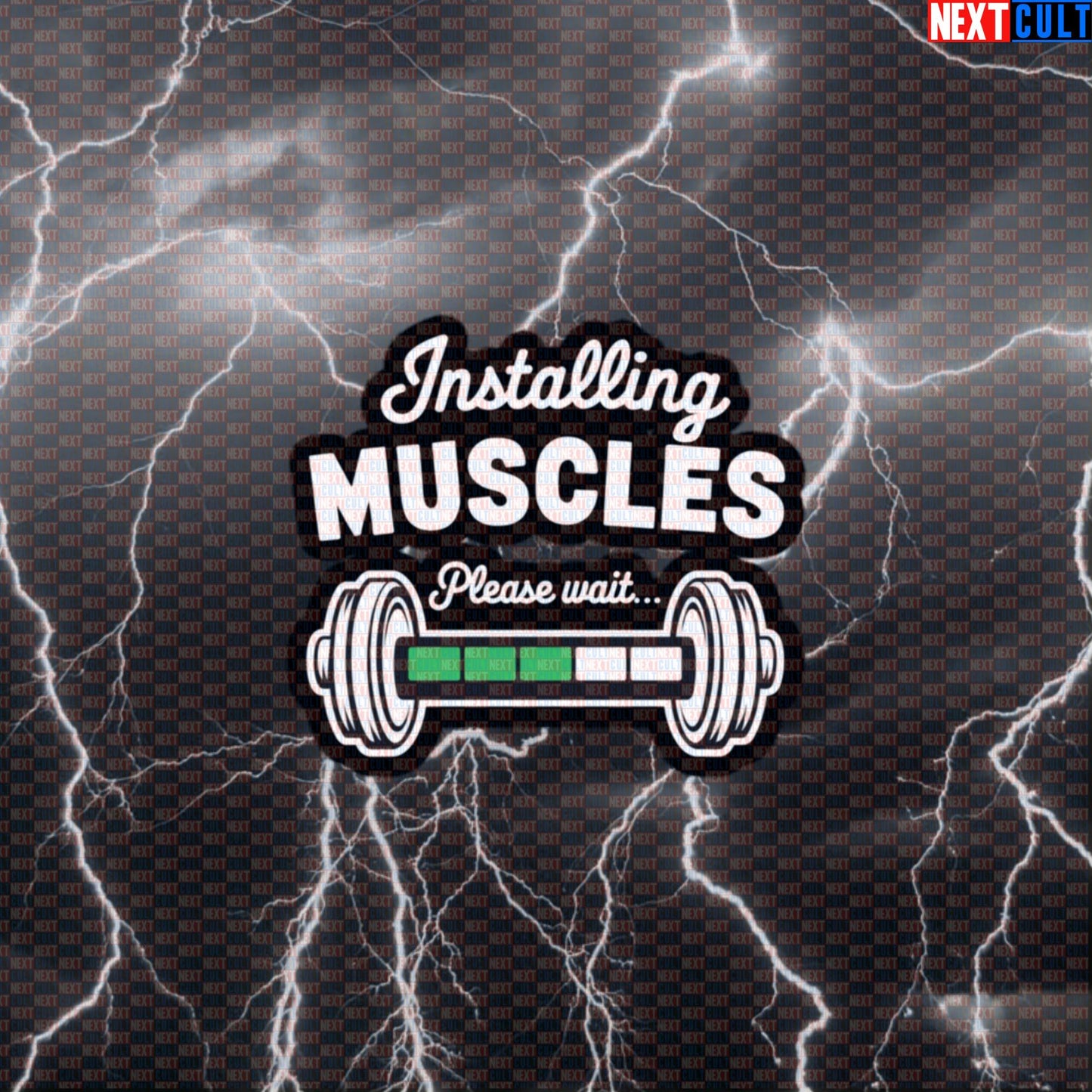 Installing Muscles Funny Gym Meme Sticker - Workout Motivation Decal for Gym Bros & Gains Default Title Stickers Bodybuilding Fitness Gym Powerlifting Workout Next Cult Brand