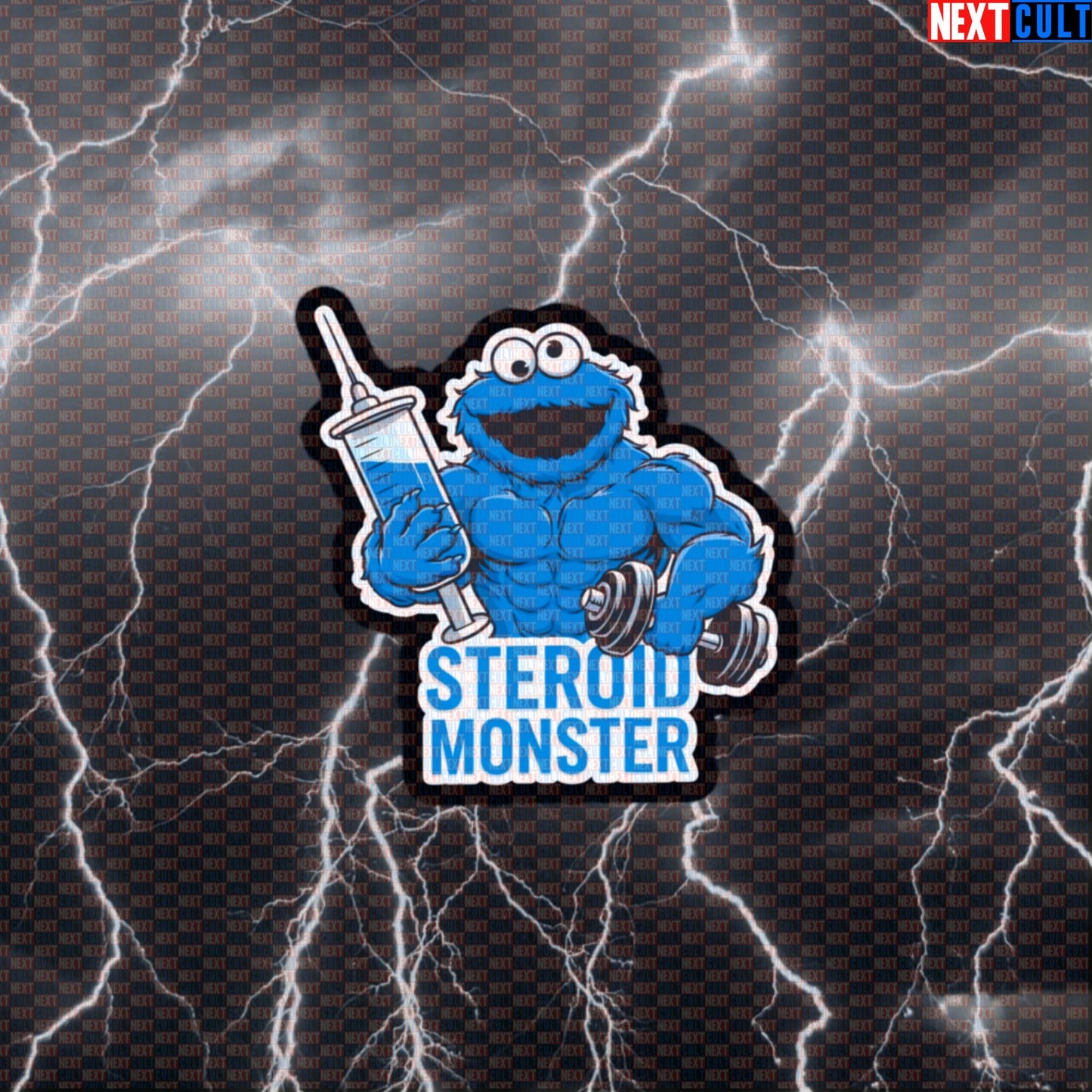Enhanced Not Natty Gym Sticker - Funny Steroid Monster Meme Decal for Water Bottles & Gym Gear Default Title Stickers Bodybuilding Cookie Monster Fitness Gym Steroids TV Workout Next Cult Brand
