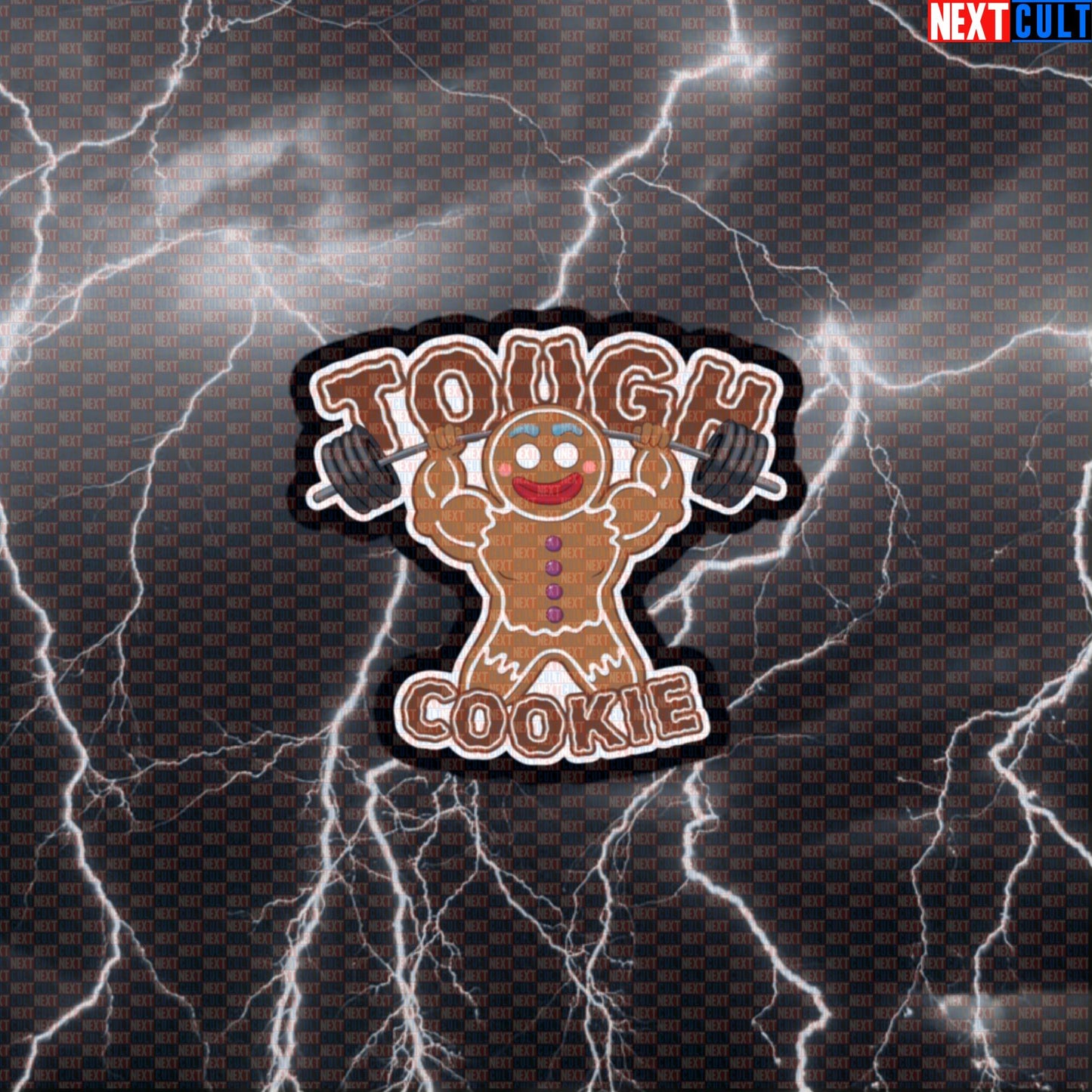 Tough Cookie Gym Sticker - Funny Gingerbread Weightlifting Decal for Water Bottles & Gym Gear Default Title Stickers Bodybuilding Bulking Christmas Fast Food Films Fitness Gym Powerlifting Workout Next Cult Brand