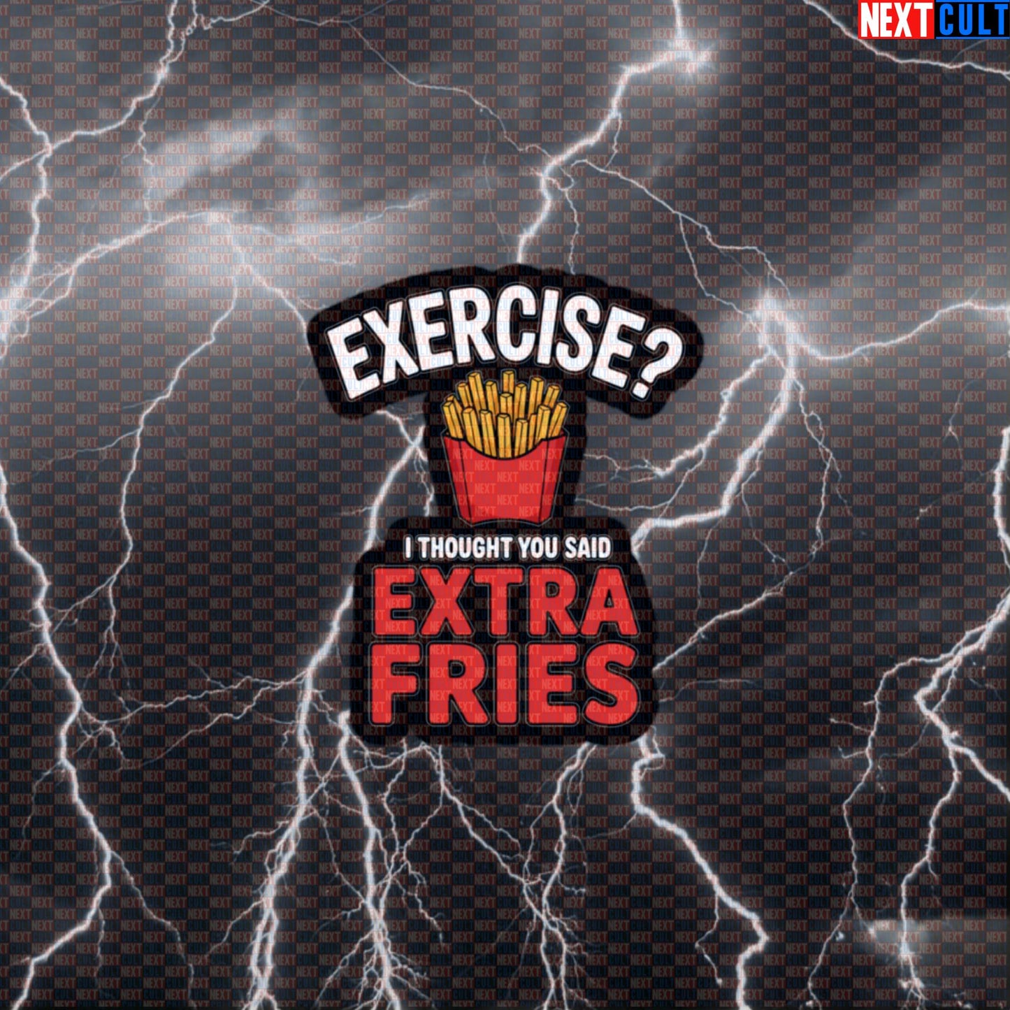 Extra Fries Gym Sticker | Funny Exercise Meme Decal for Water Bottles & Gym Gear | Workout Motivation Sticker Default Title Stickers Bodybuilding Bulking Fast Food Fitness Gym Workout Next Cult Brand