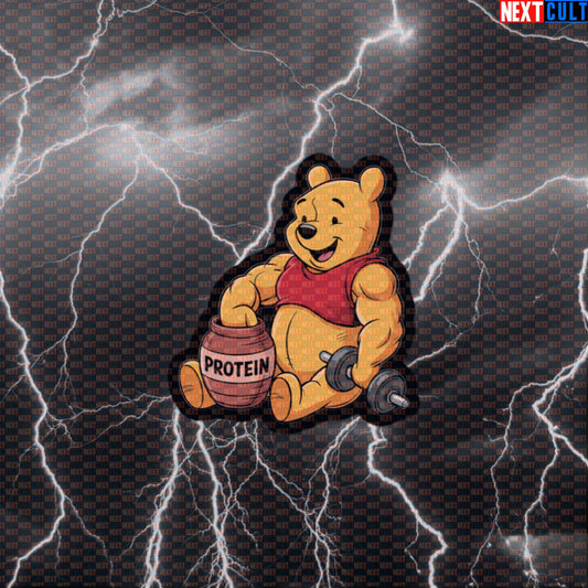 Funny Gym Bear Protein Sticker: Hilarious Fitness Meme Decal for Lifters & Gym Bros Default Title Stickers Bodybuilding Films Fitness Gym Workout Next Cult Brand