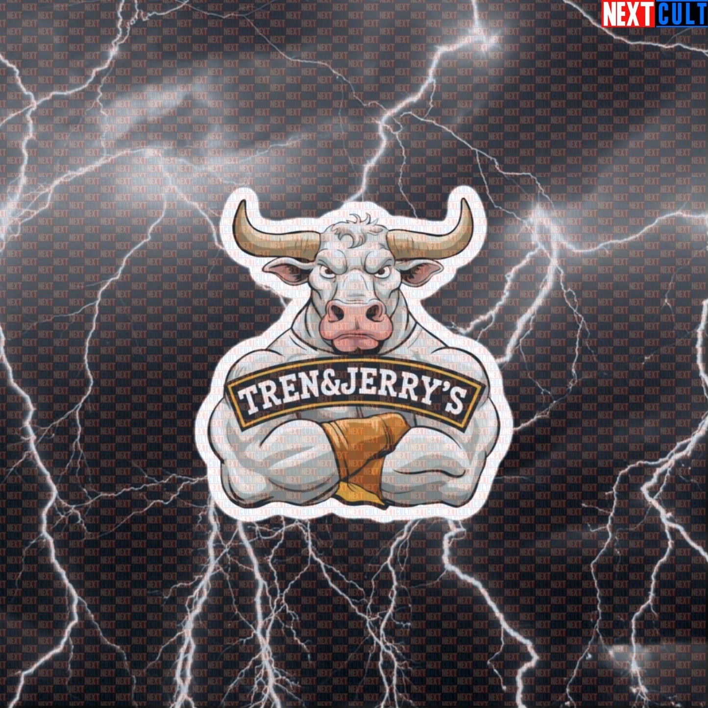 Funny Tren Jerrys Gym Meme Sticker - Bodybuilding Workout Decal for Lifters & Gym Bros Default Title Stickers Bodybuilding Fast Food Fitness Gym Steroids Workout Next Cult Brand