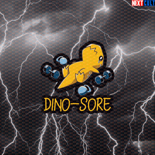 Dino Sore Gym Sticker | Funny Dinosaur Workout Decal For Water Bottles & Gym Equipment | Fitness Meme Default Title Stickers Bodybuilding Fitness Gym Workout Next Cult Brand