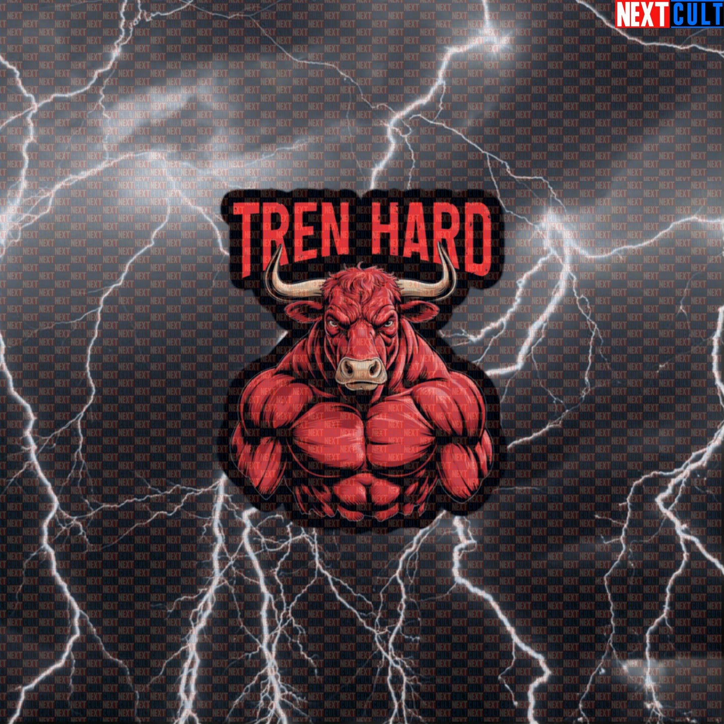 Tren Hard Gym Sticker | Funny Not Natty Bodybuilding Meme Decal | Bull Workout Sticker Default Title Bodybuilding Fitness Gym Steroids Workout Next Cult Brand