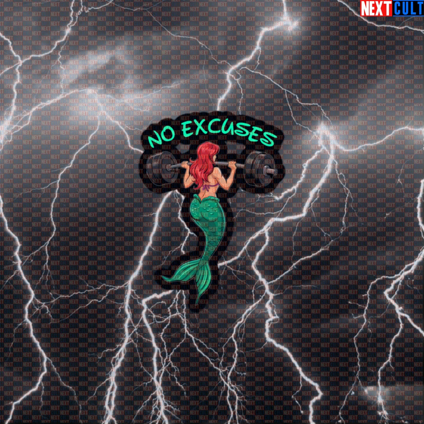 No Excuses Mermaid Gym Sticker | Funny Workout Decal for Water Bottles & Gym Equipment | Fitness Meme Sticker Default Title Bodybuilding Films Fitness Gym Leg Day Powerlifting Workout Next Cult Brand