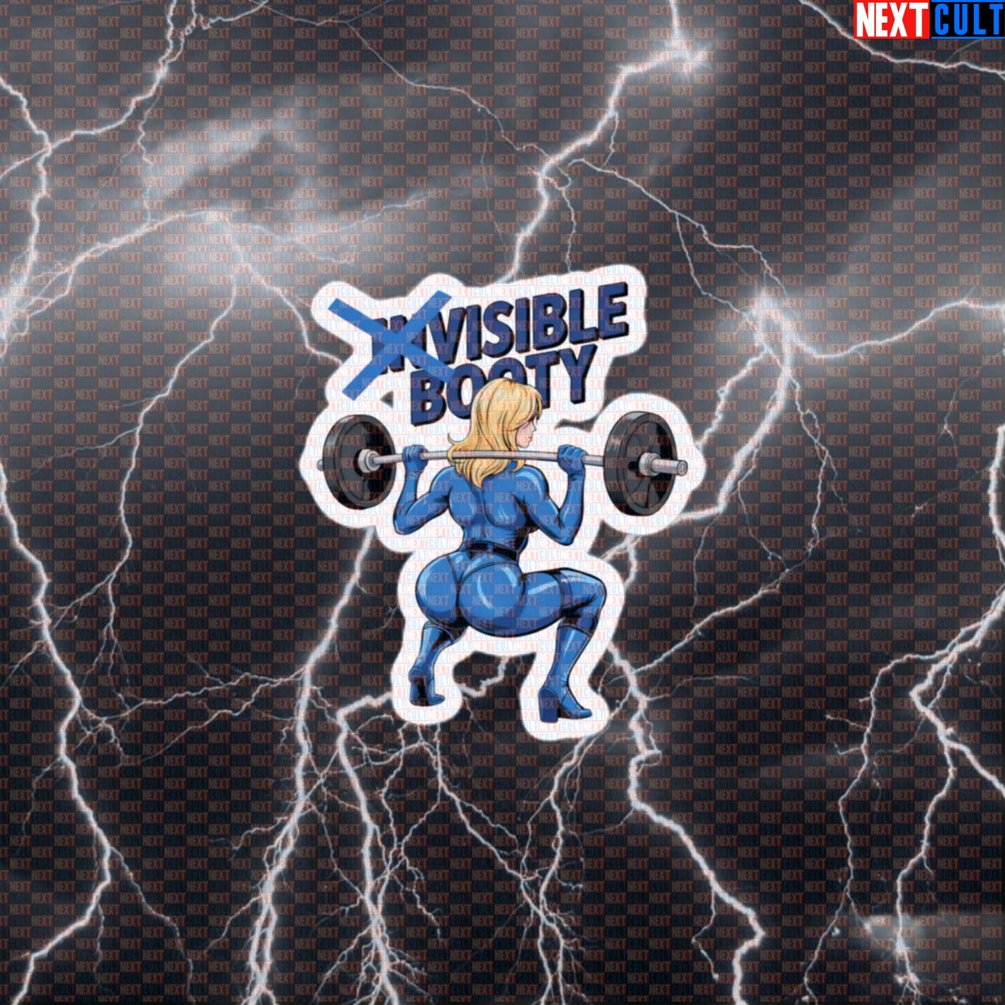 Invisible Booty To Visible Booty Gym Sticker | Funny Workout Motivation Decal For Squats & Leg Day Default Title Stickers Bodybuilding Fantastic 4 Films Fitness Gym Leg Day Powerlifting Superheroes Workout Next Cult Brand