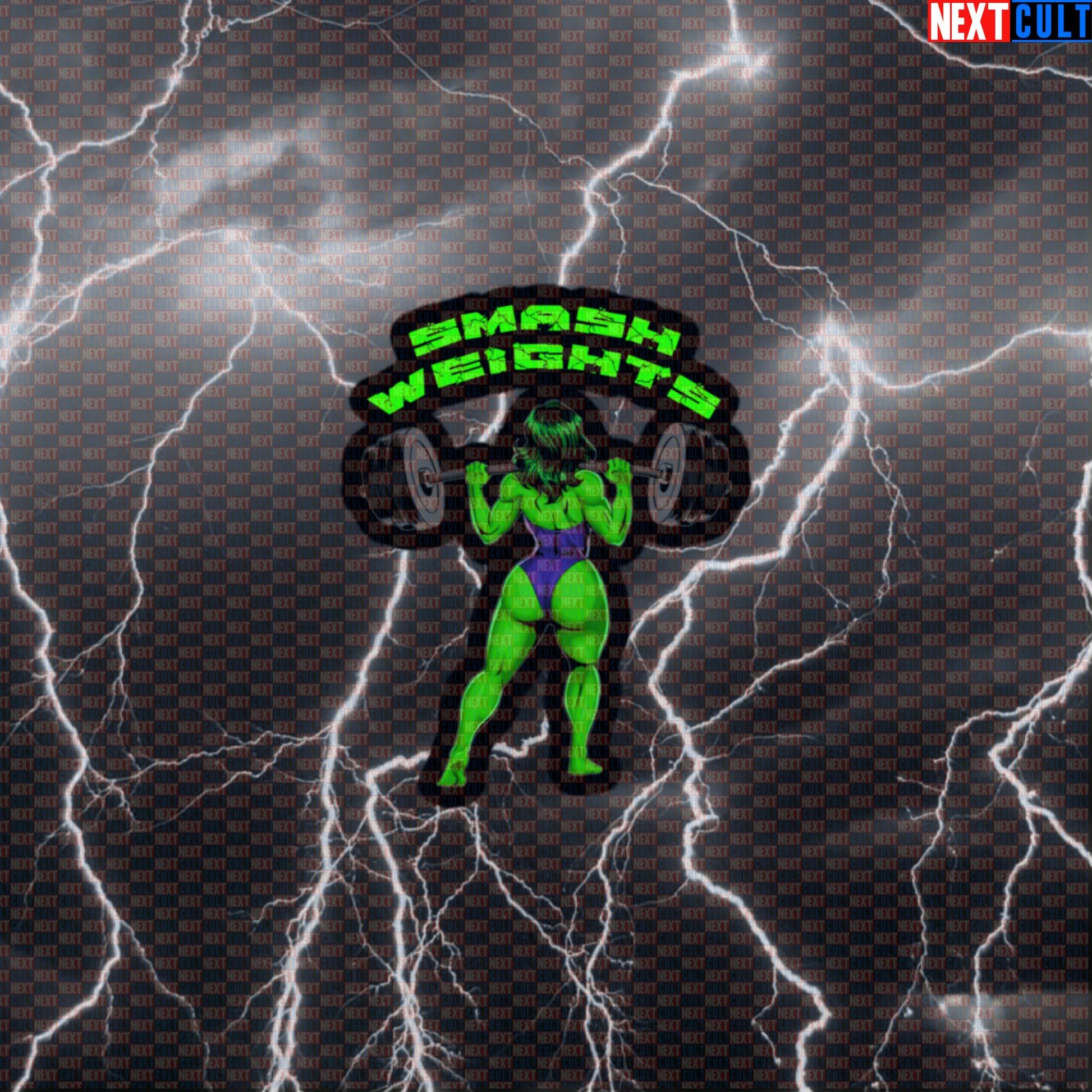 Smash Weights Gym Sticker | She-Hulk Workout Decal for Gym Girls & Lifters | Funny Fitness Meme Sticker Default Title Stickers Avengers Bodybuilding Films Fitness Gym Hulk Leg Day Powerlifting Superheroes Workout Next Cult Brand