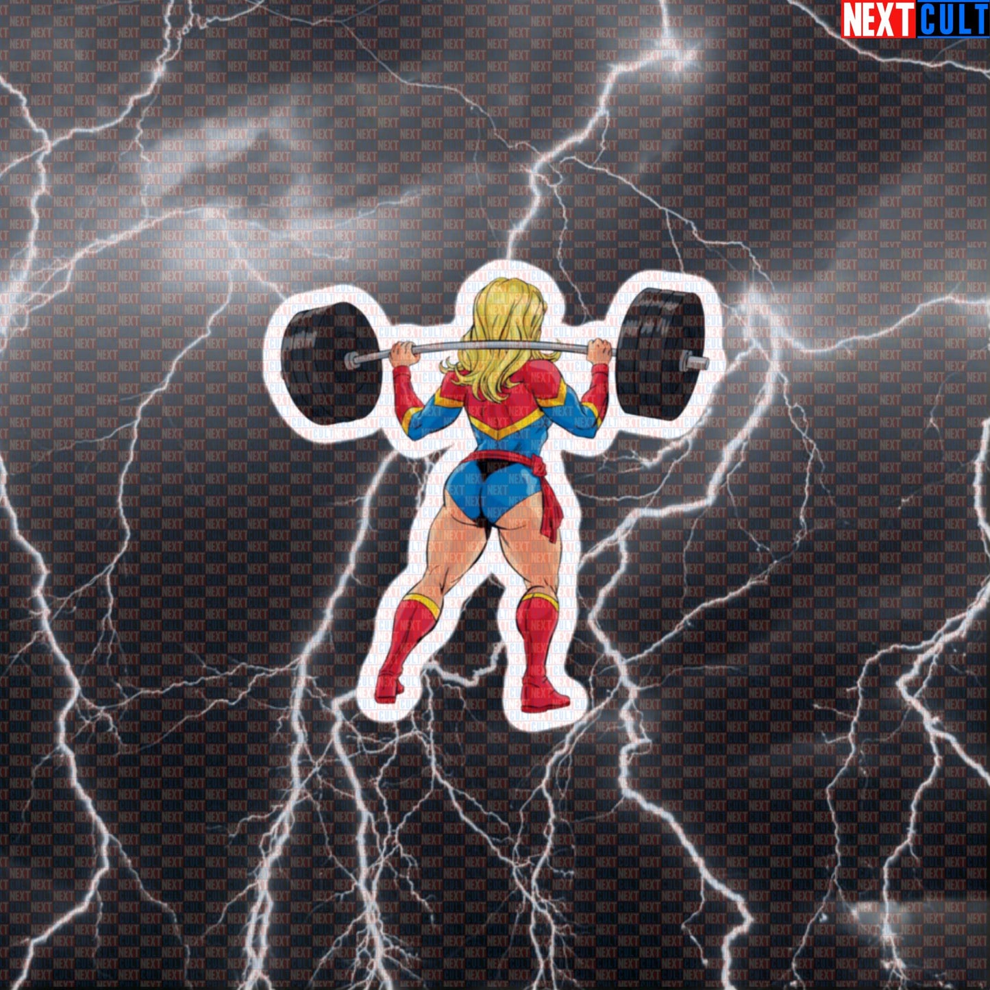 Booty Builder Mode Gym Sticker | Funny Captain Marvel Workout Decal for Water Bottles & Gym Gear Default Title Avengers Bodybuilding Captain Marvel Films Fitness Gym Leg Day Powerlifting Superheroes Workout Next Cult Brand
