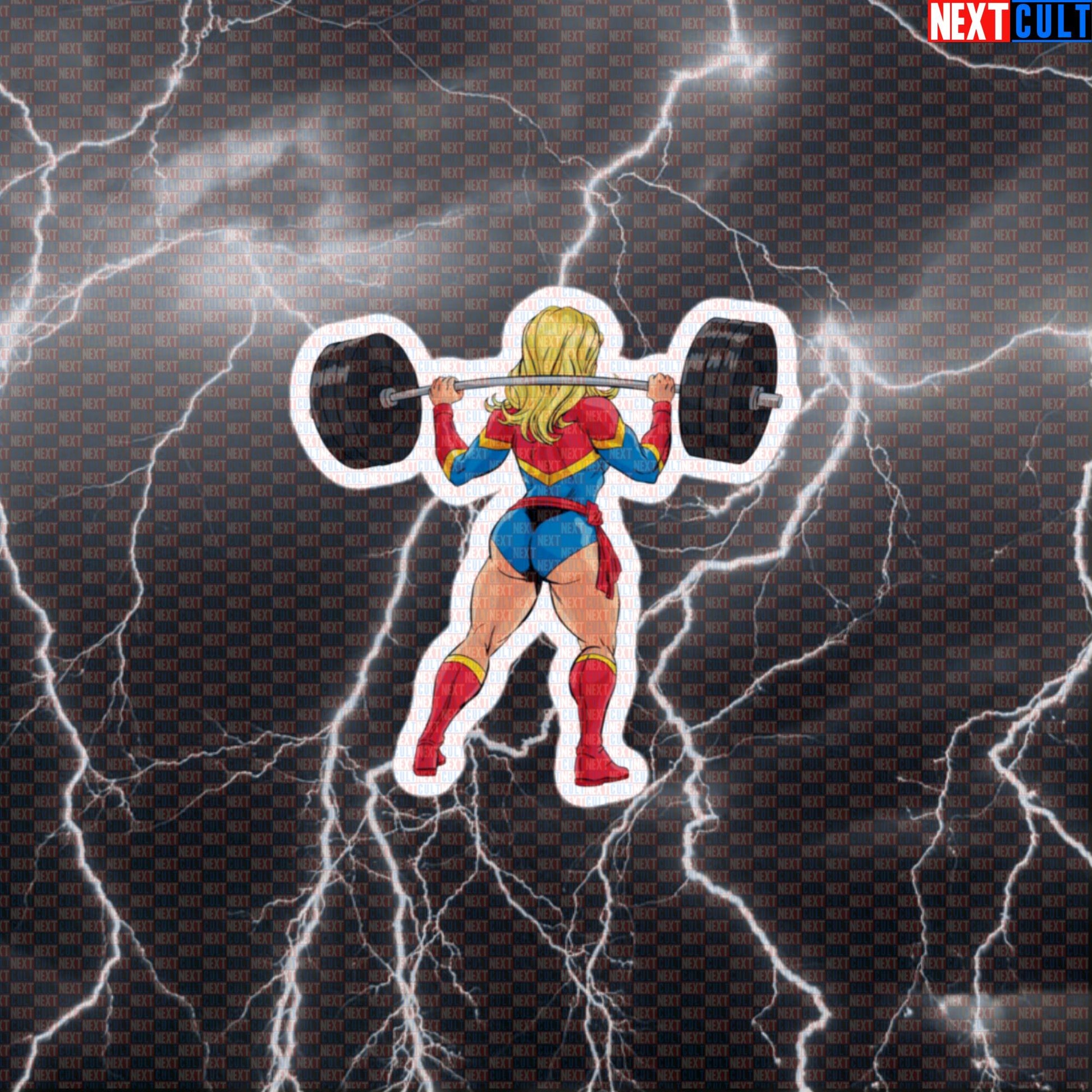 Booty Builder Mode Gym Sticker | Funny Captain Marvel Workout Decal for Water Bottles & Gym Gear Default Title Avengers Bodybuilding Captain Marvel Films Fitness Gym Leg Day Powerlifting Superheroes Workout Next Cult Brand