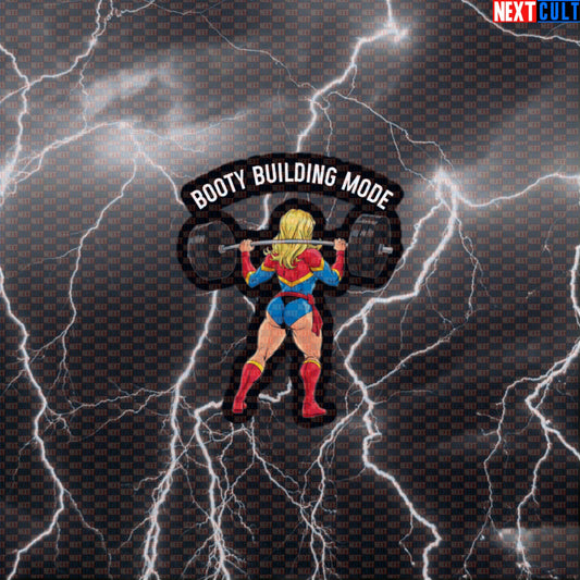 Booty Building Mode Gym Sticker | Funny Workout Decal For Water Bottles & Gym Gear | Fitness Meme Sticker Default Title Avengers Bodybuilding Captain Marvel Films Fitness Gym Leg Day Powerlifting Superheroes Workout Next Cult Brand