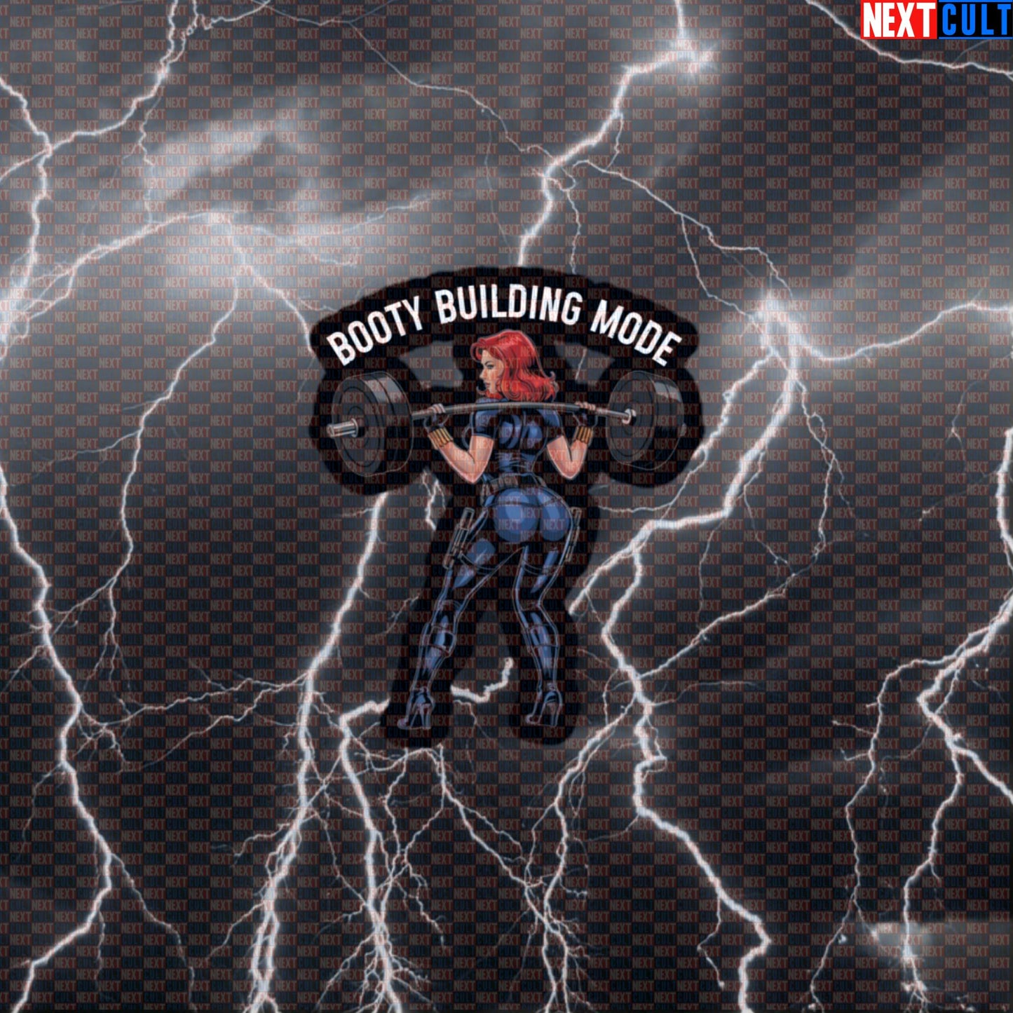 Booty Building Mode Gym Sticker | Funny Workout Decal for Gym Girls | Squats & Glutes Meme Sticker Default Title Avengers Black Widow Bodybuilding Films Fitness Gym Leg Day Powerlifting Superheroes Workout Next Cult Brand
