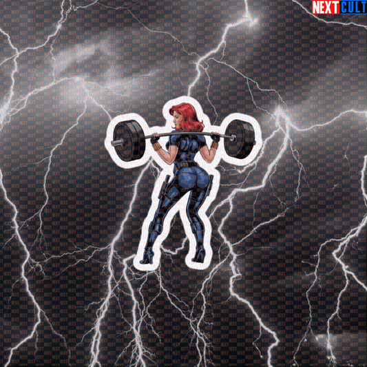 Gym Girl Booty Builder Sticker | Funny Leg Day & Squats Decal For Water Bottles | Fitness Meme Sticker Default Title Avengers Black Widow Bodybuilding Films Fitness Gym Leg Day Powerlifting Superheroes Workout Next Cult Brand