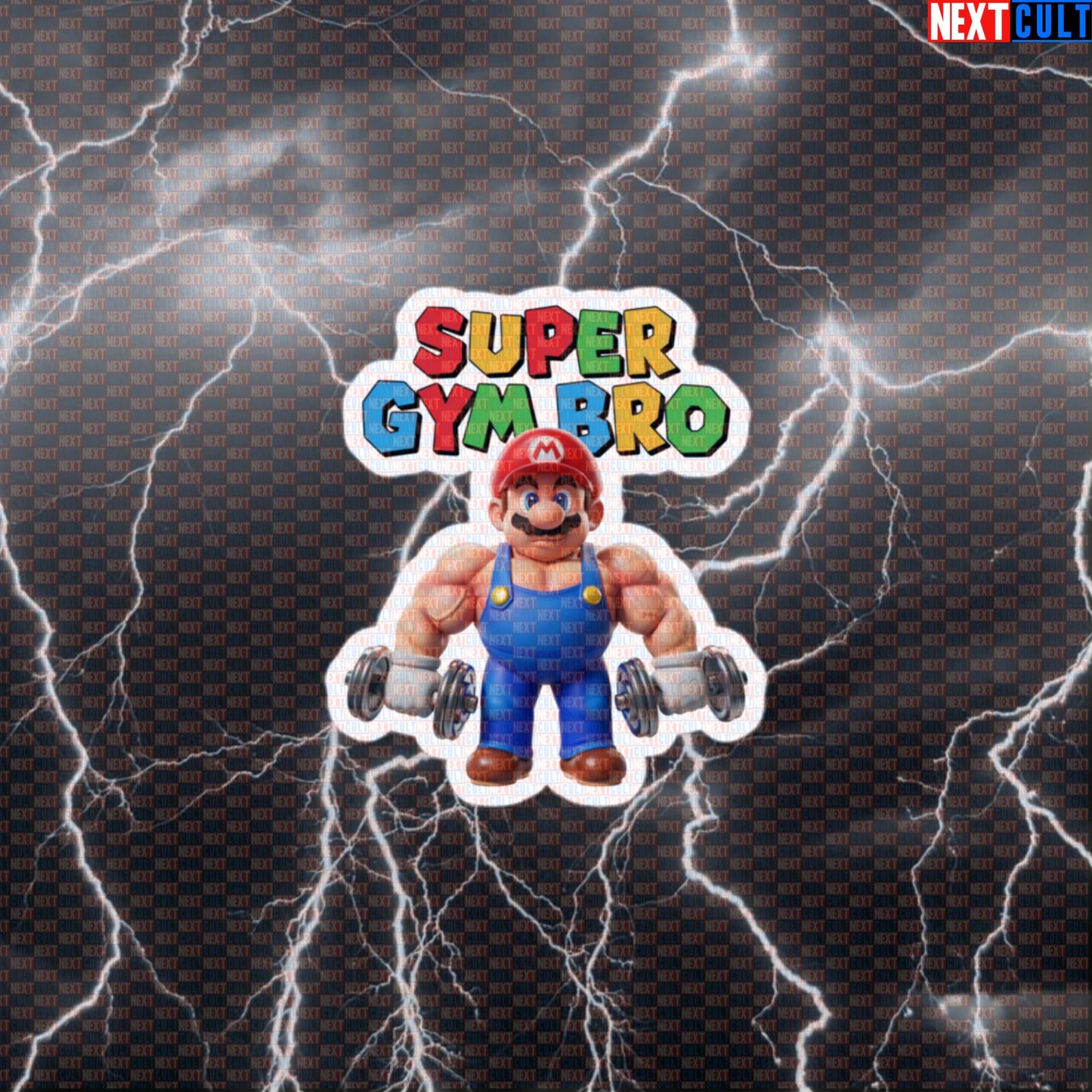 Super Gym Bro Sticker | Funny Video Game Workout Decal | Mario & Smash Bros Gym Meme Sticker Default Title Bodybuilding Fitness Gym Video Games Workout Next Cult Brand