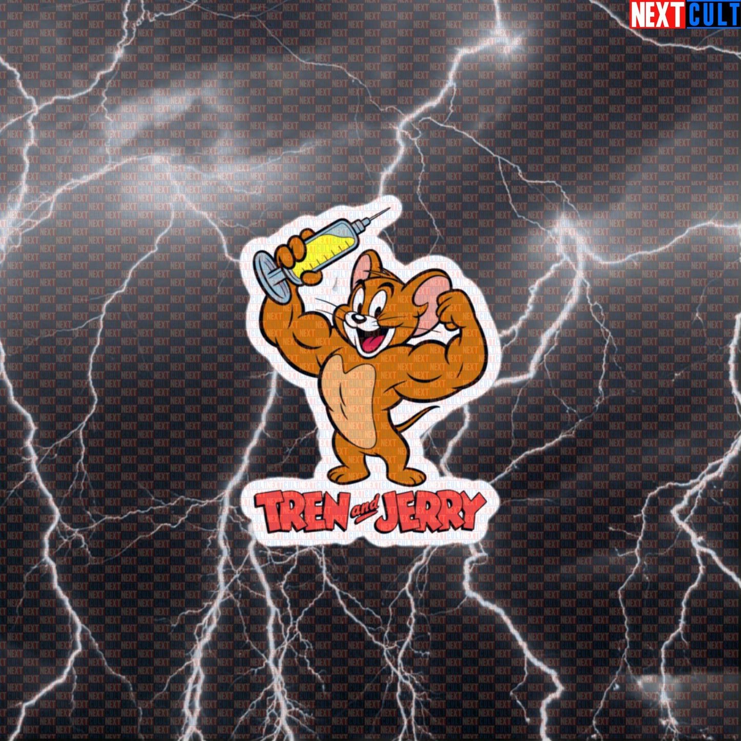 Tren & Jerry Not Natty Gym Sticker | Funny Bodybuilding Meme Decal For Water Bottles & Gym Default Title Bodybuilding Fitness Gym Powerlifting Steroids TV Workout Next Cult Brand