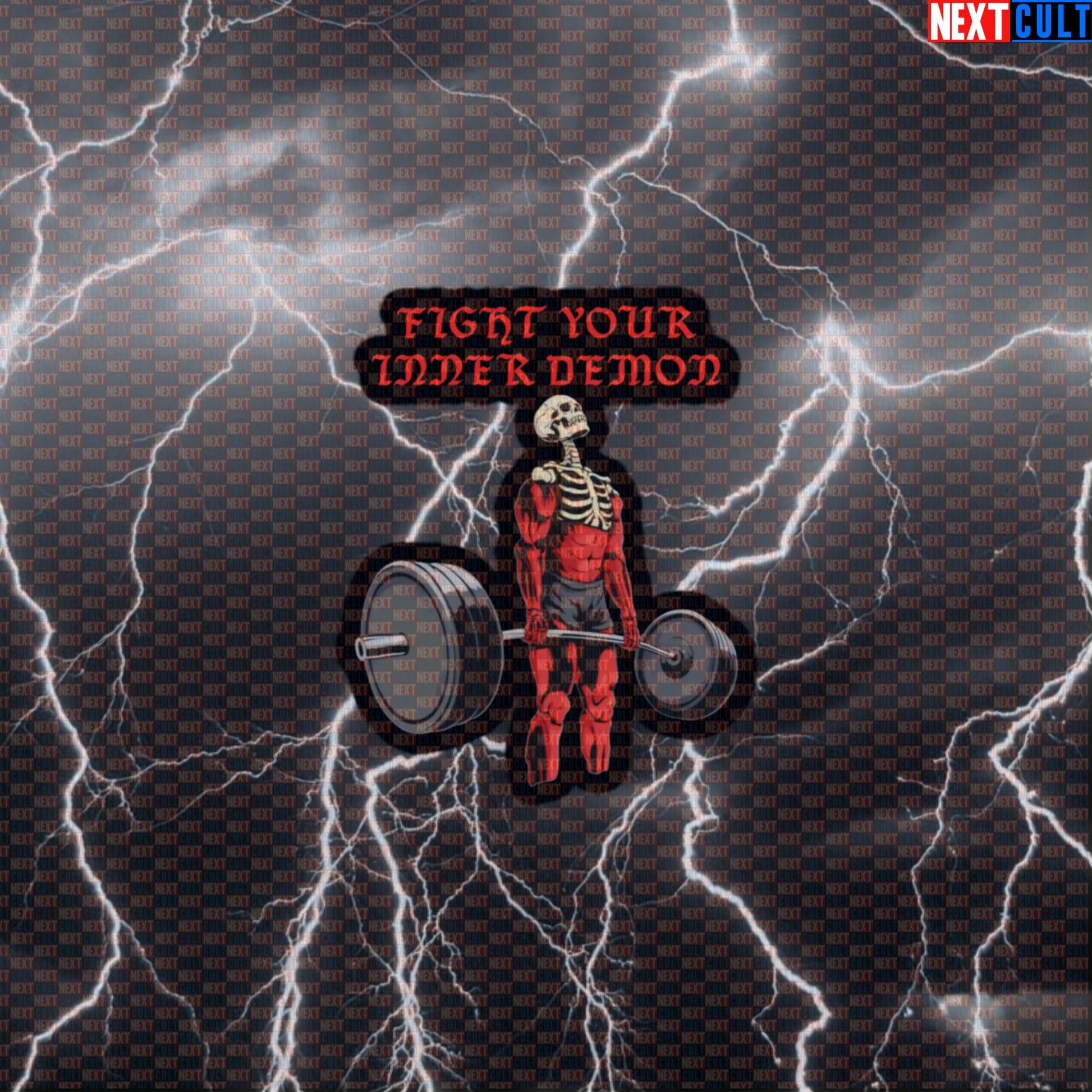 Fight Your Inner Demon Gym Sticker | Funny Workout Decal for Water Bottles & Gym Equipment | Motivational Sticker Default Title Bodybuilding Fitness Gym Leg Day Powerlifting Workout Next Cult Brand