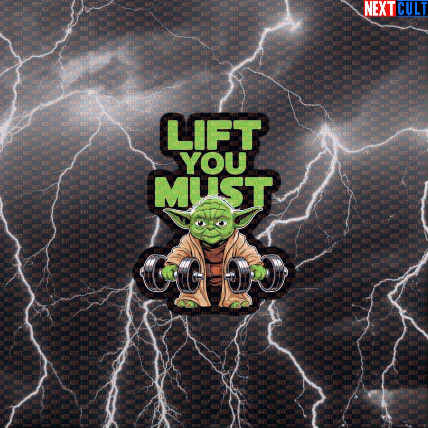 Lift You Must Gym Sticker | Funny Star Wars Yoda Workout Decal for Water Bottles | Fitness Meme Sticker Default Title Stickers Bodybuilding Films Fitness Gym Powerlifting Star Wars Workout Yoda Next Cult Brand
