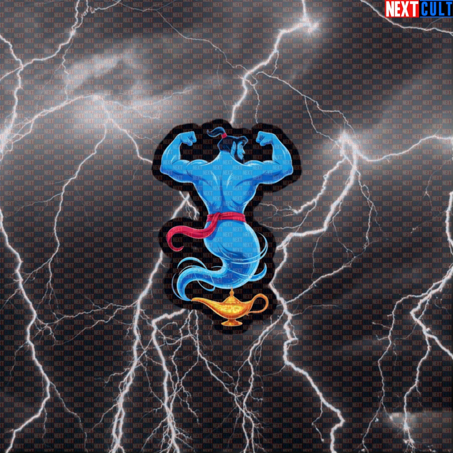 Gym Genie Funny Workout Sticker | Wishing For Gains Fitness Meme Decal | Water Bottle & Laptop Sticker Default Title Bodybuilding Films Fitness Gym Workout Next Cult Brand